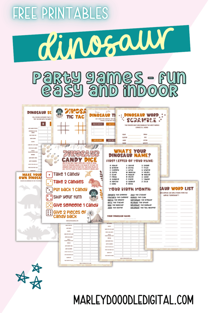 Dinosaur Party Game Bundle (12 Free Printables!) - Marley Doodle Digital