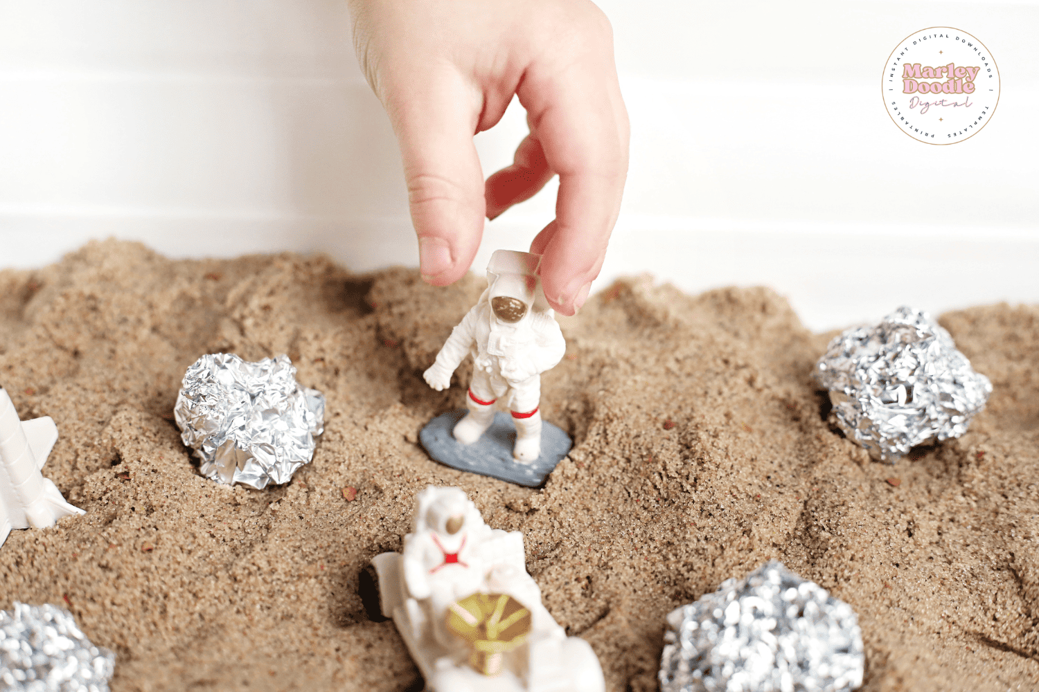 Craters and Exploration Moon Sand Sensory Bin