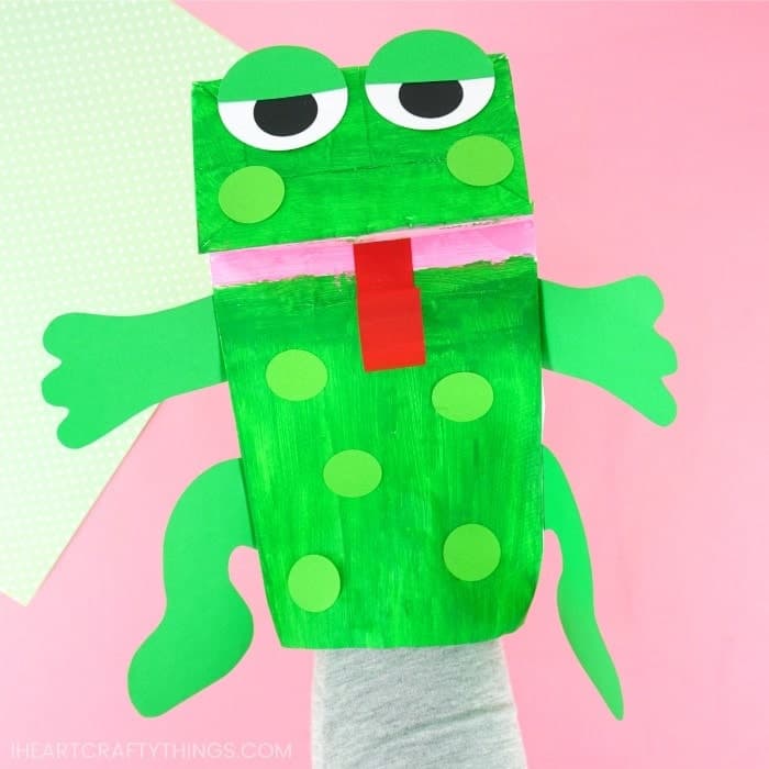 Paper Bag Frog Puppet with Pattern