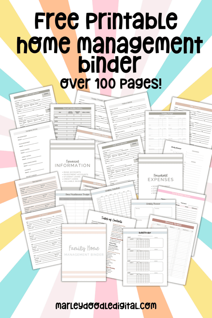 Free Printable Home Management Binder (Over 100 pages!) - Marley Doodle ...