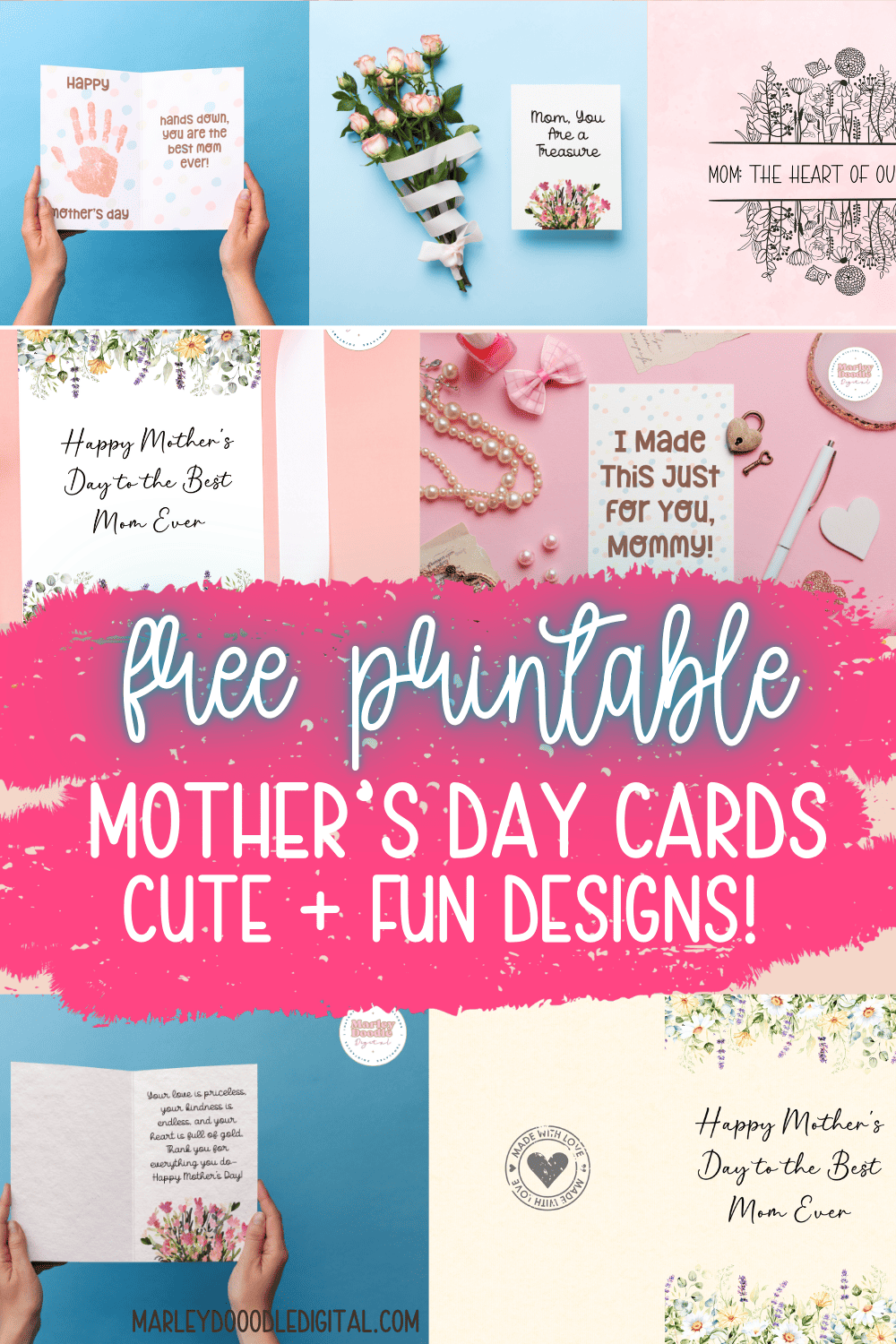 7 Cute and Free Printable Mother's Day Cards - Marley Doodle Digital