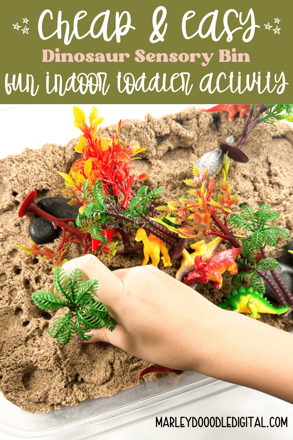 Easy Dinosaur Sensory Bin - Marley Doodle Digital