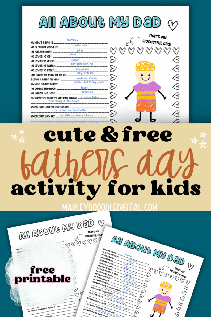 All About My Dad (Free Fathers Day Activity) - Marley Doodle Digital