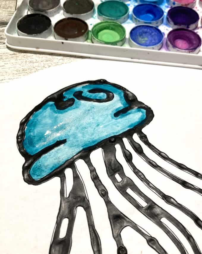 Black Glue Jellyfish Art