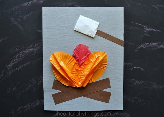 Cupcake Liner Campfire Craft
