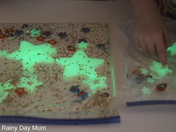 Glow in the Dark Space Themed Sensory Bags