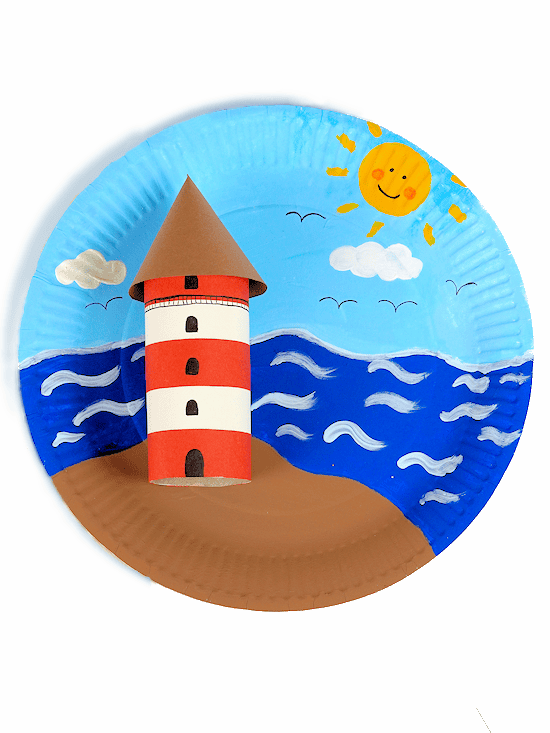 Paper Plate Cardboard Roll Lighthouse Craft