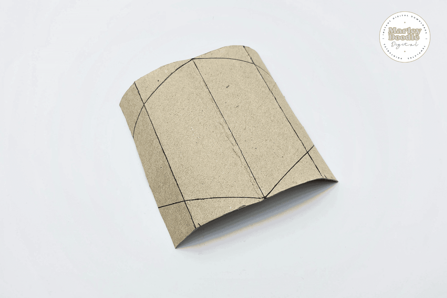 Toilet paper roll marked with boat craft template lines