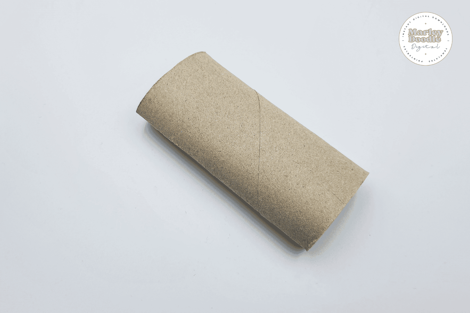 A flat empty toilet paper roll