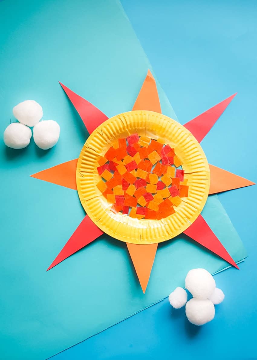 Colorful and Bright Paper Plate Suncatcher Craft.