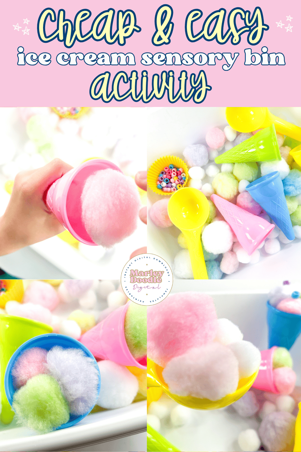 Cheap & Easy Ice Cream Sensory Bin (Great for Summer!) - Marley Doodle ...