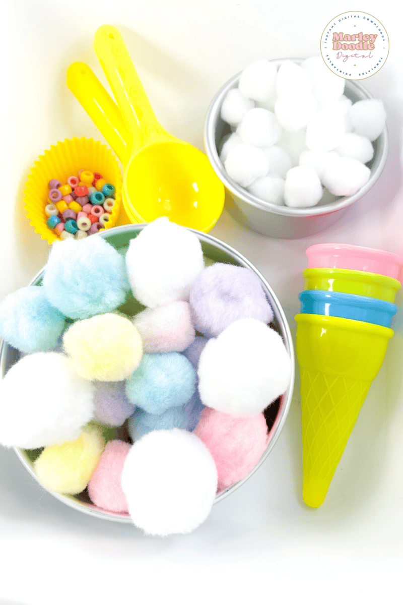 Cheap & Easy Ice Cream Sensory Bin (Great for Summer!) - Marley Doodle ...