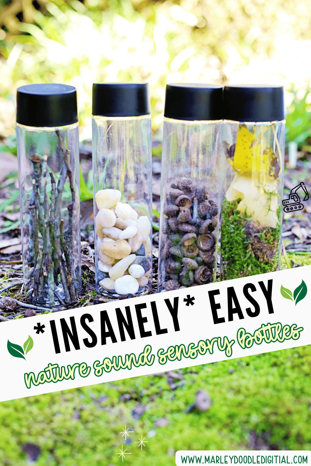 Simple DIY Nature Sound Sensory Bottles for Kids - Marley Doodle Digital