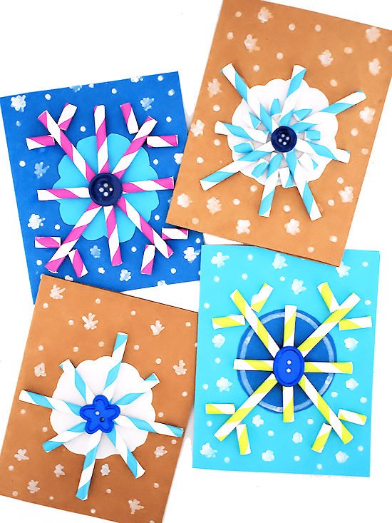 Paper Straw Snowflake Cards.