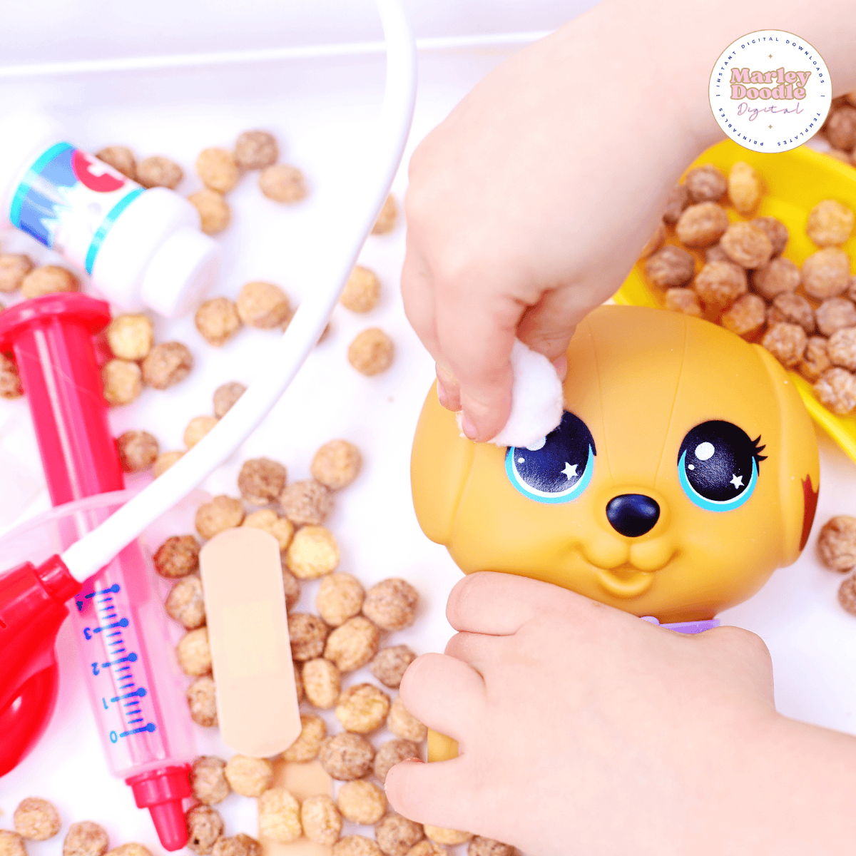 Easy DIY Toy Vet Clinic Sensory Bin for Kids