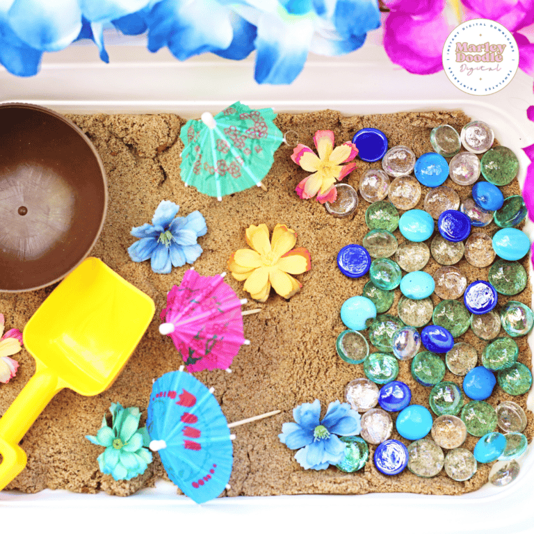 Aloha Fun! Tropical Sensory Bin Kids Will Love