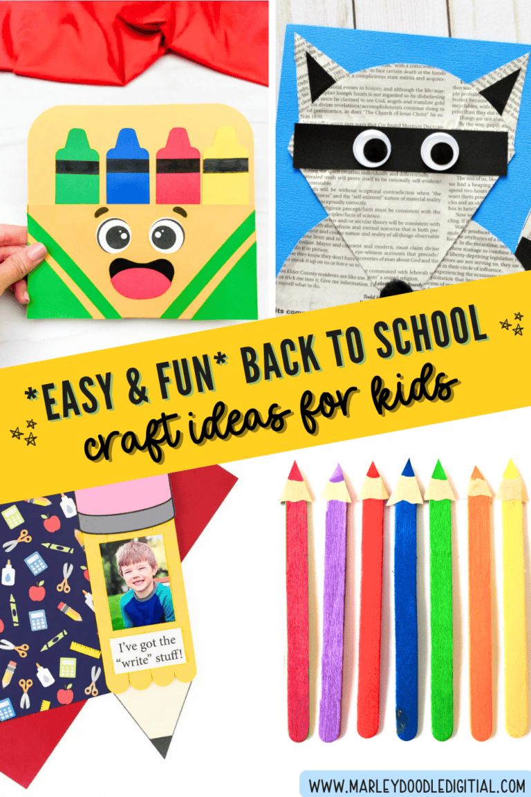 19+ Easy and Fun Back to School Crafts for Kids - Marley Doodle Digital