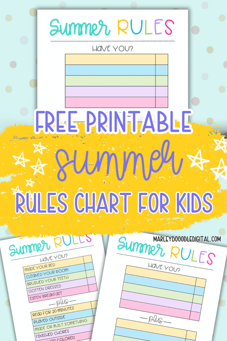 Summer Rules Screen Time Chart (Free Printable) - Marley Doodle Digital
