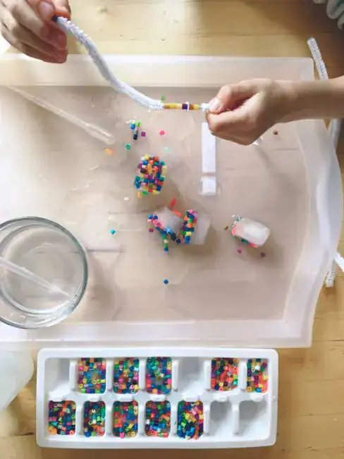 Ice and Beads Threading Activity