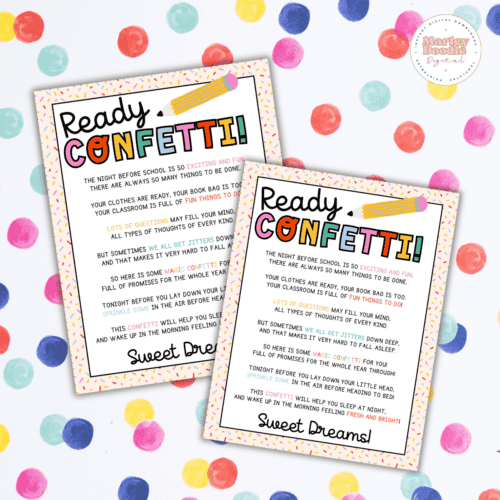 Free Ready Confetti Printable (to ease the first day jitters!) - Marley Doodle Digital