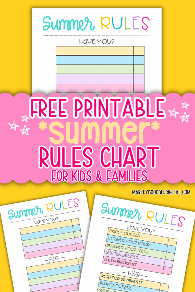 Springtime Screen Rules Summer Rules Screen Time Chart (Free Printable) - Marley Doodle Digital