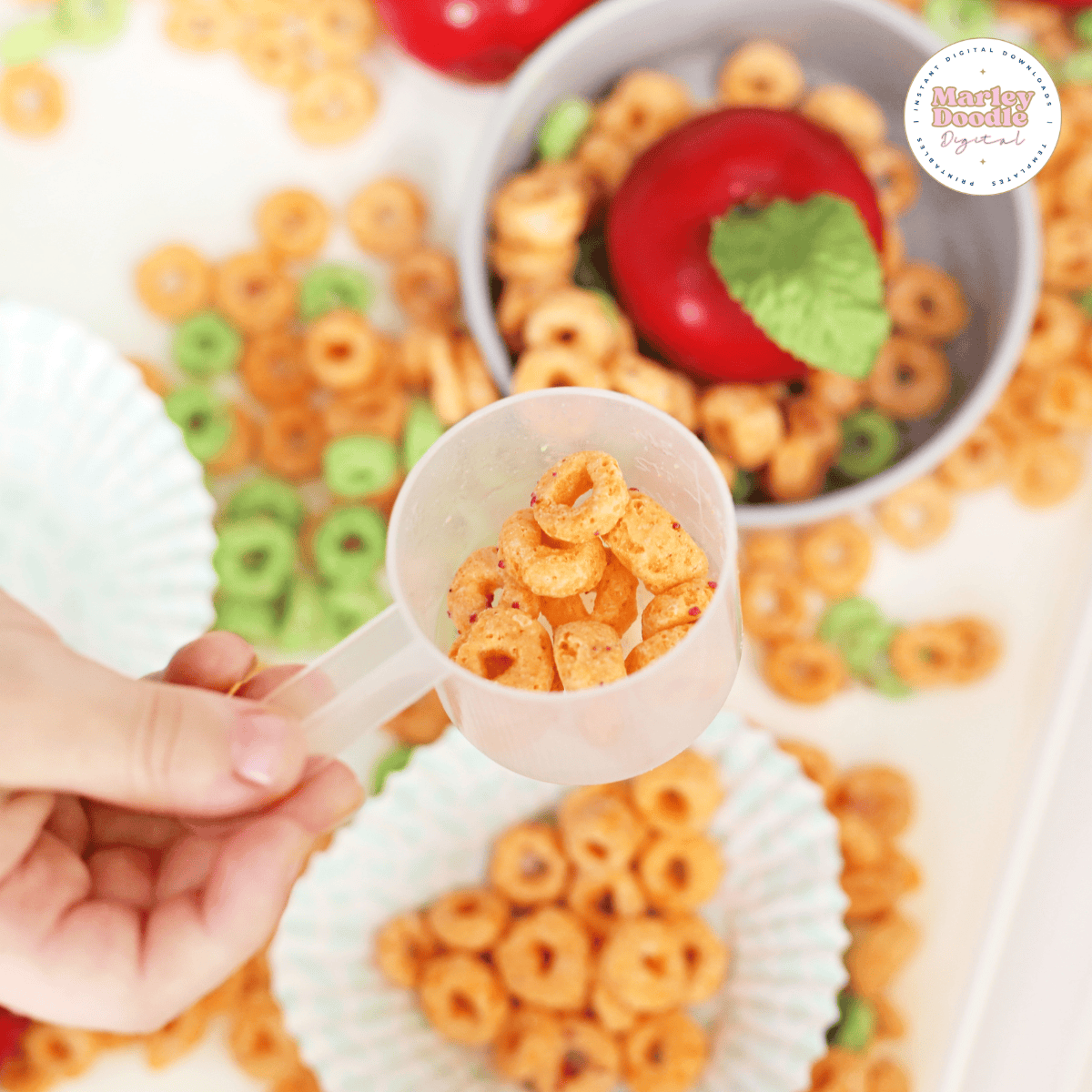 Apple Jacks Orchard Sensory Bin (Easy Fall Idea!)