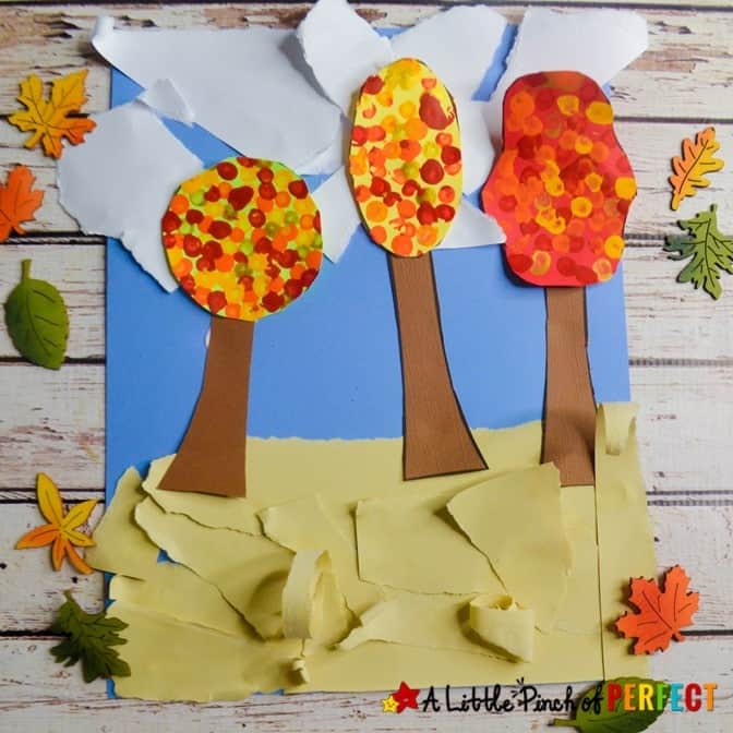 Fall Tree and Painted Leaves
