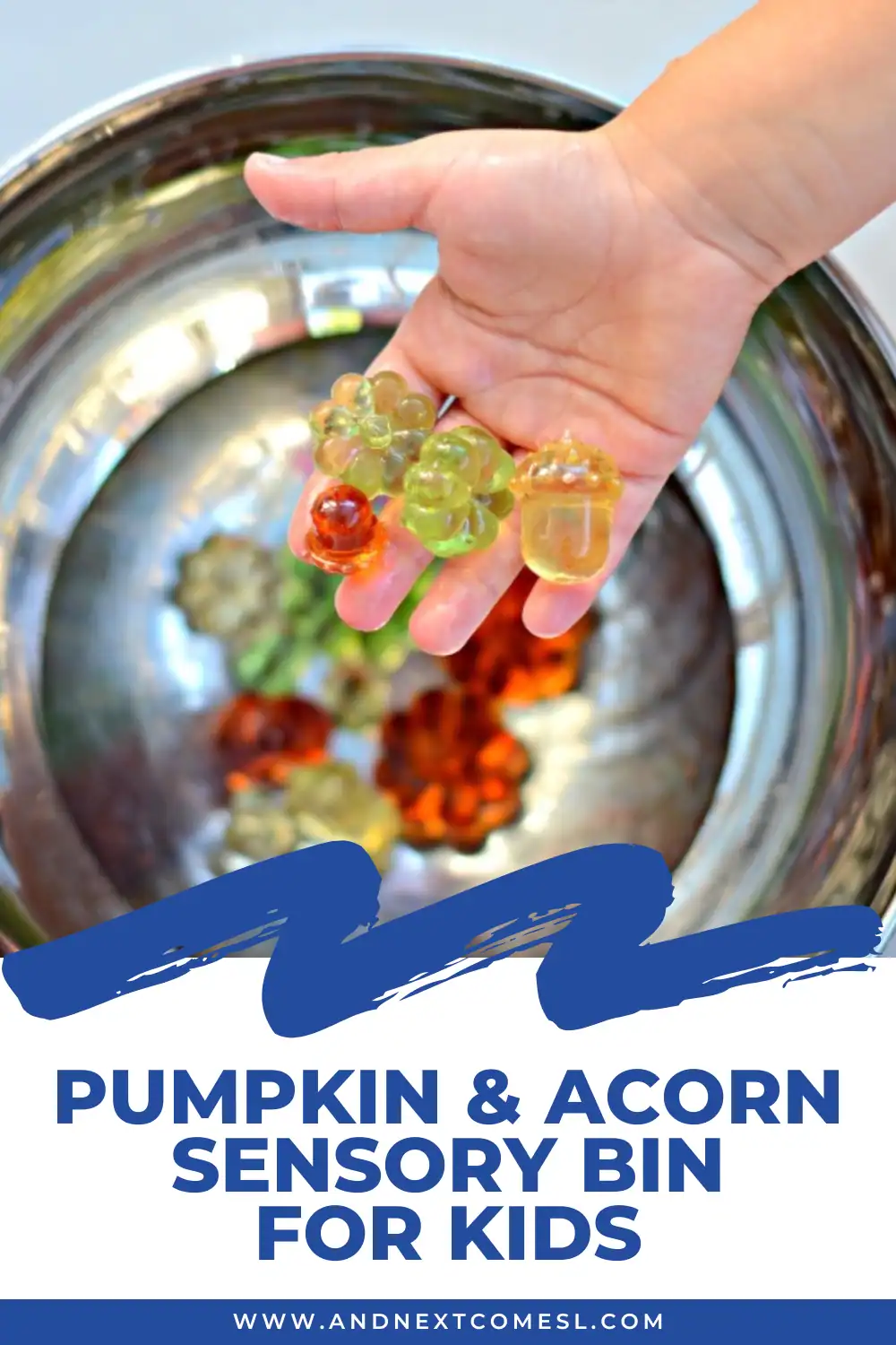 Pumpkin & Acorn Sensory Bin with Water