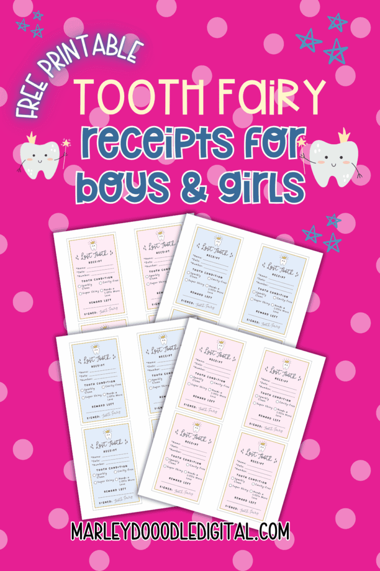 Free Printable Tooth Fairy Receipts (Pink & Blue!) - Marley Doodle Digital
