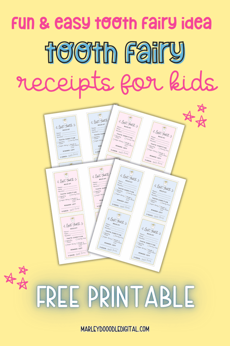 Free Printable Tooth Fairy Receipts (Pink & Blue!) - Marley Doodle Digital