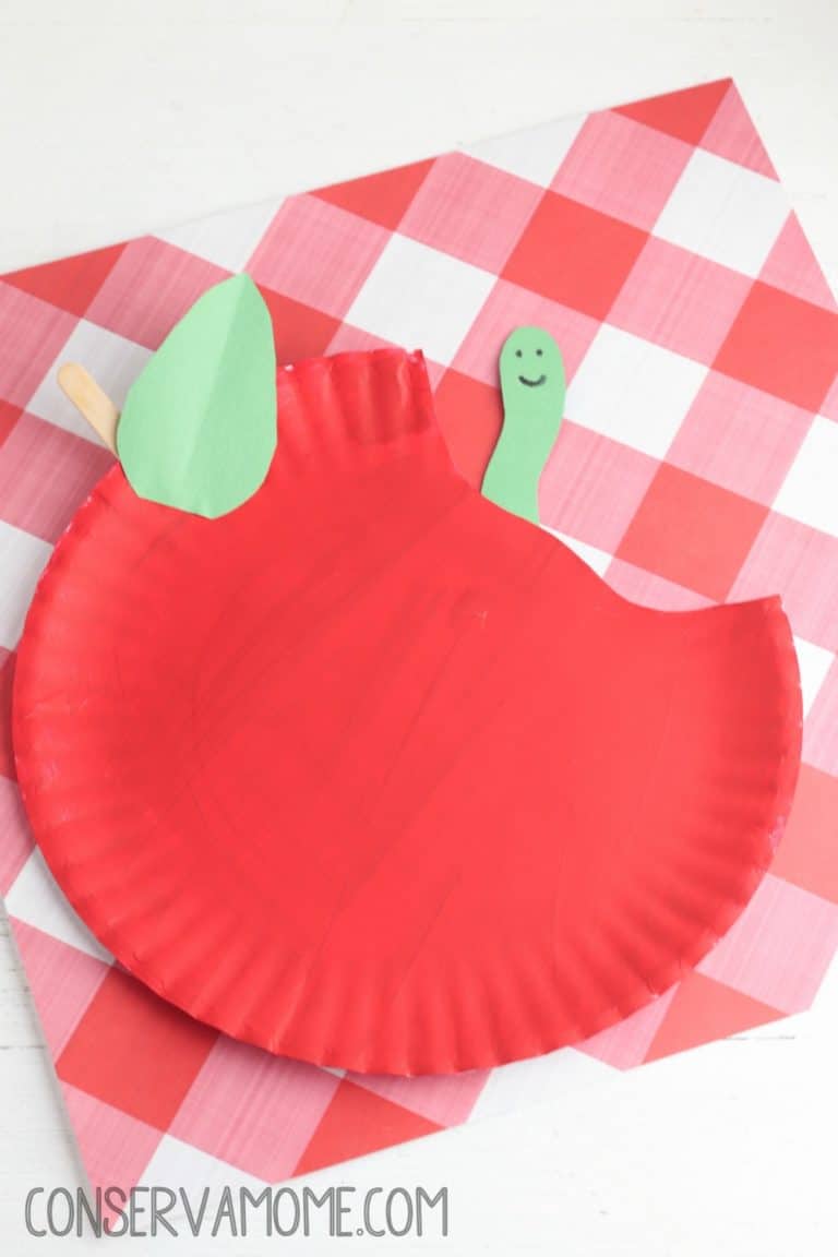 Apple with Worm Paper Plate Craft