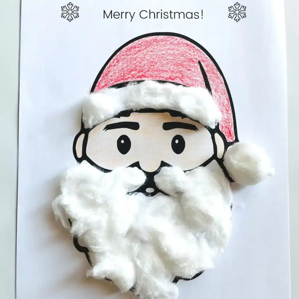 Easy Cotton Ball Santa Craft