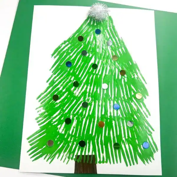 Fork Painted Christmas Tree Craft