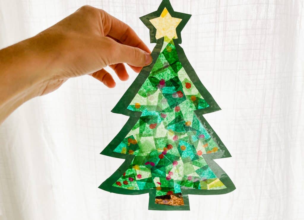 Tissue Paper Christmas Tree Suncatchers