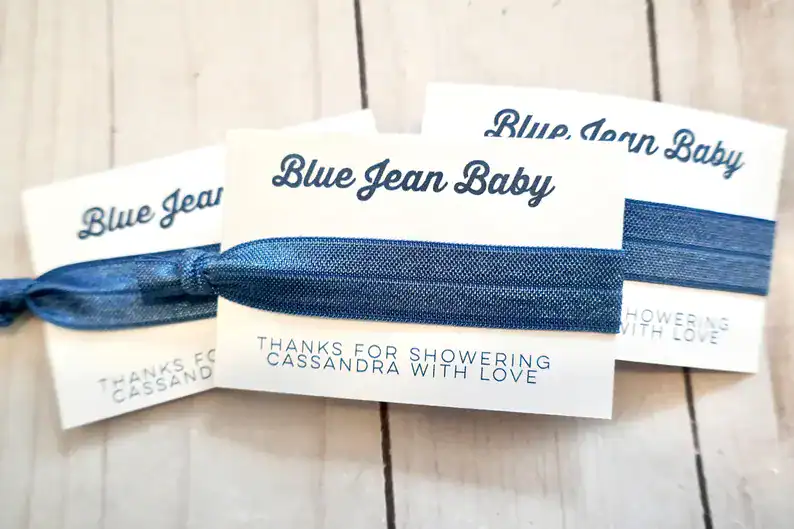 Blue Jean Baby Shower Hair Tie Favors