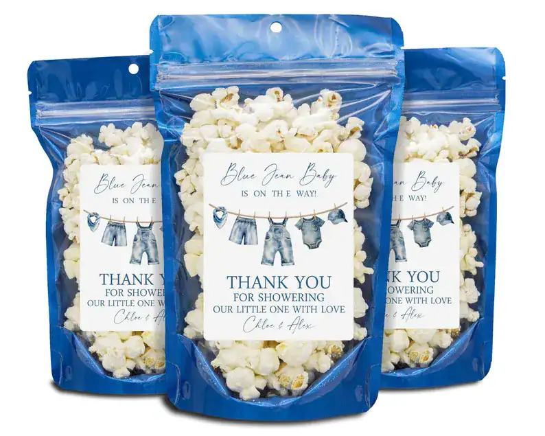 Blue Jean Baby Shower Popcorn Favors