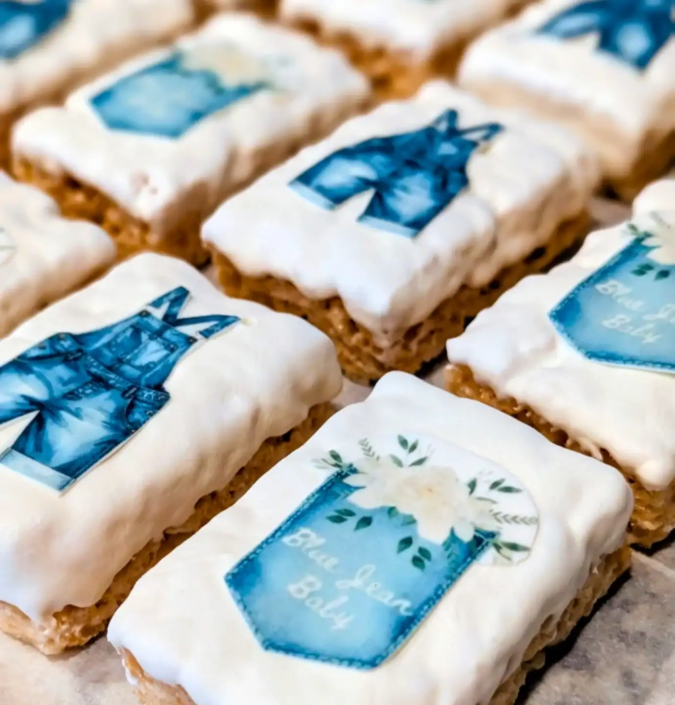 Blue Jean Baby Shower Rice Krispie Treats