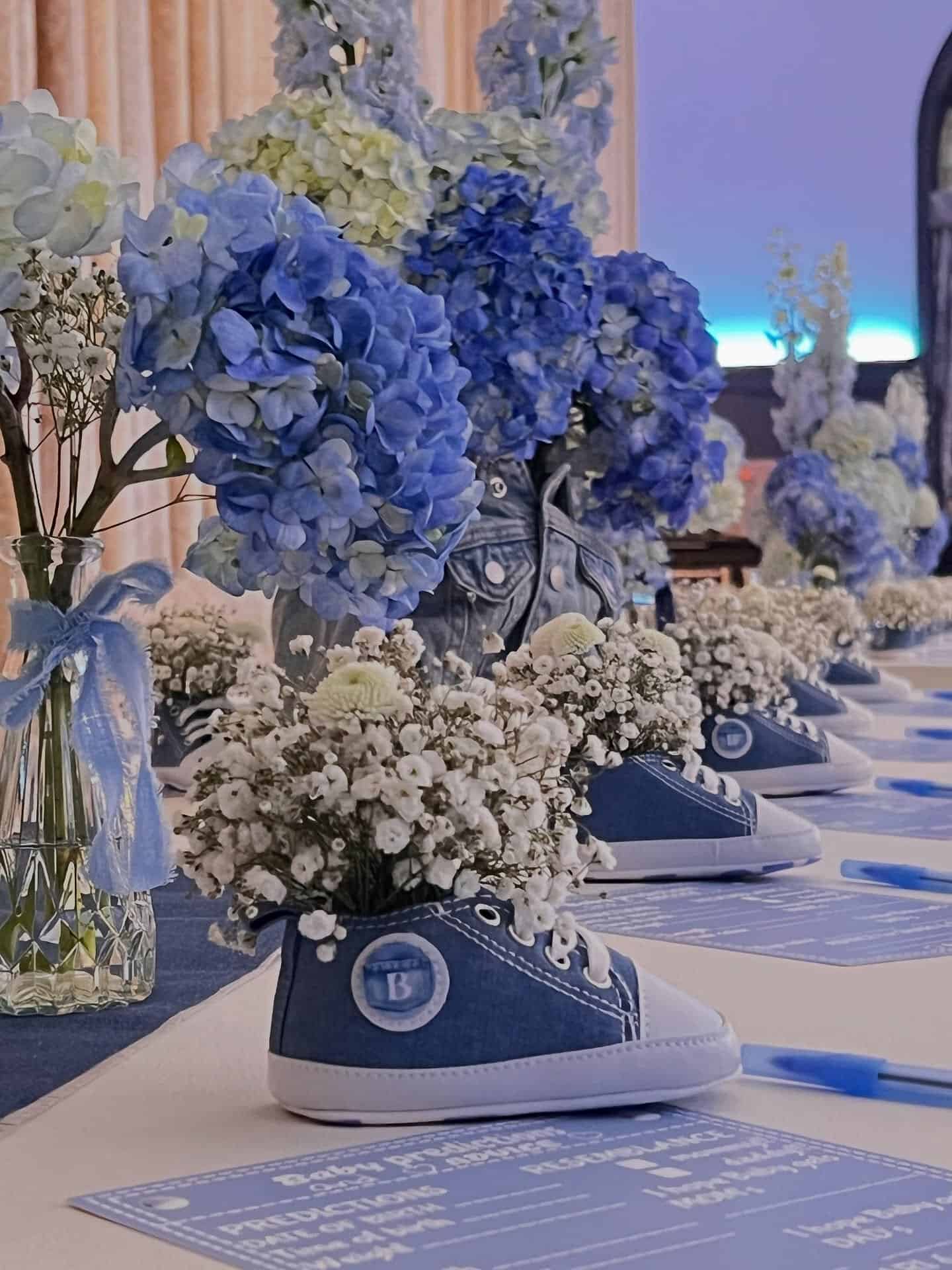 Denim Floral Baby Shower Centerpiece