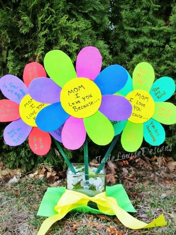I Love You Because Mothers Day Craft Flowers