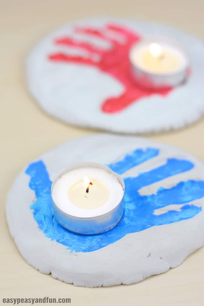Salt Dough Handprints Candle Holder Keepsakes