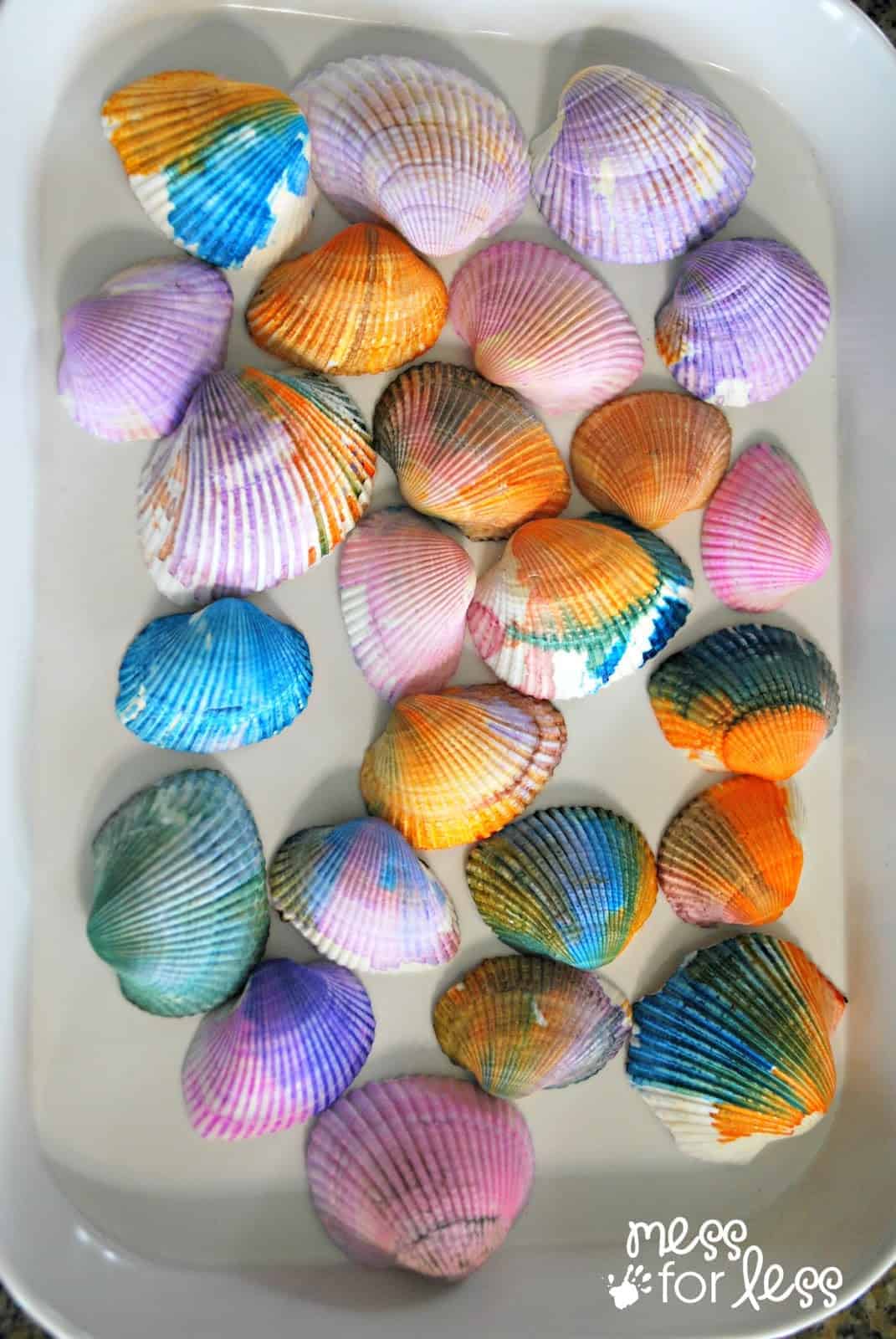 Watercolor Painted Seashells by Mess for Less