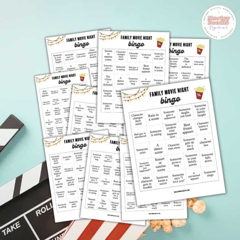 Family Movie Night Bingo (10 Free Printable Cards)