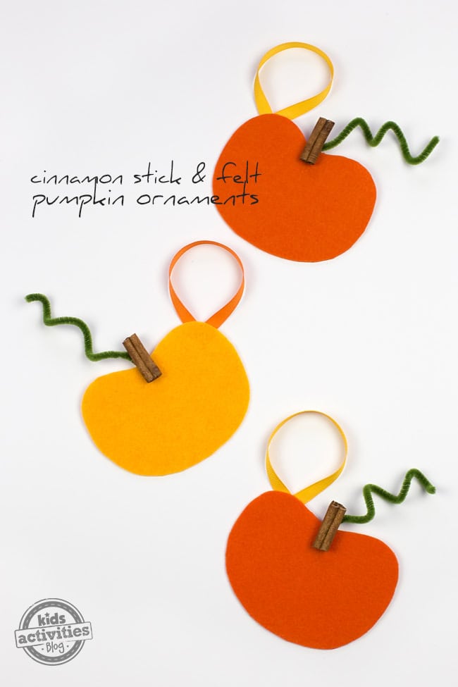 Cinnamon Stick & Felt Pumpkin Ornament Craft by Kids Activities