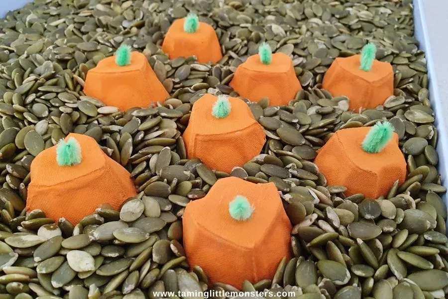 Egg Carton Pumpkin Craft by Taming Little Monsters