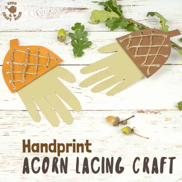 Handprint Acorn Lacing Craft by Kids Craft Room