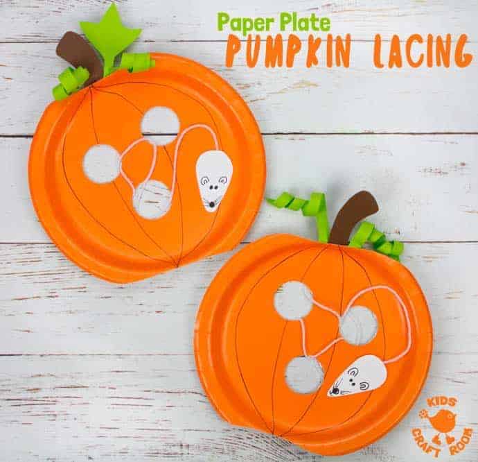 Paper Plate Pumpkin Lacing Craft by Kids Craft Room