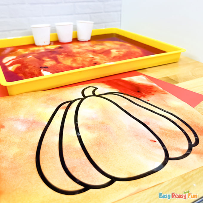 Pumpkin Fizzy Painting Art by Easy Peasy and Fun