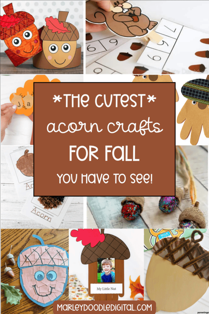 Colorful acorn craft ideas for kids, perfect for fall seasonal activities.