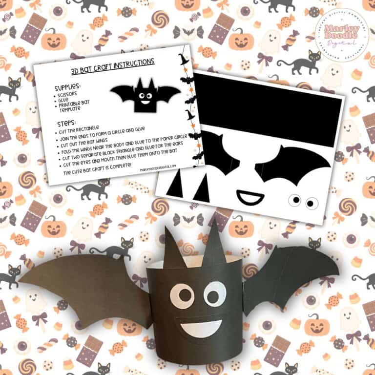 3D Halloween Bat Craft (Free Printable Paper Craft)