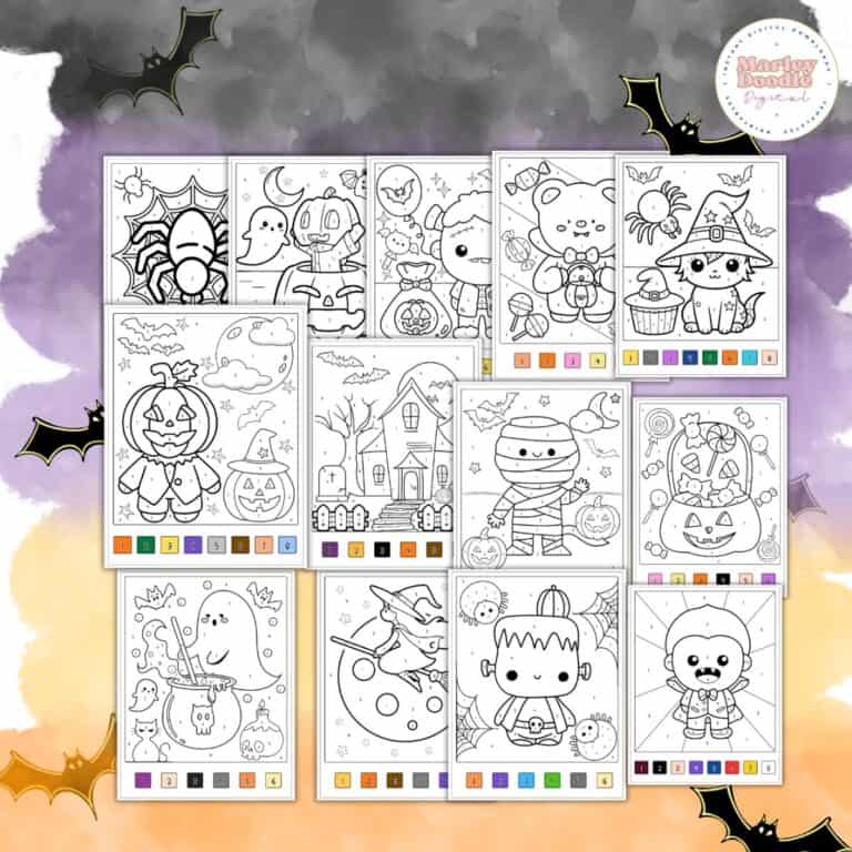 14 Free Printable Halloween Color Number Pages for Kids